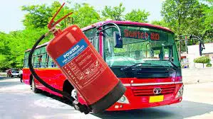 Fire fighting equipment should be present in buses