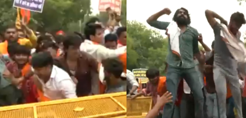 VHP-बजरंग दल ने असदुद्दीन ओवैसी के खिलाफ किया प्रदर्शन