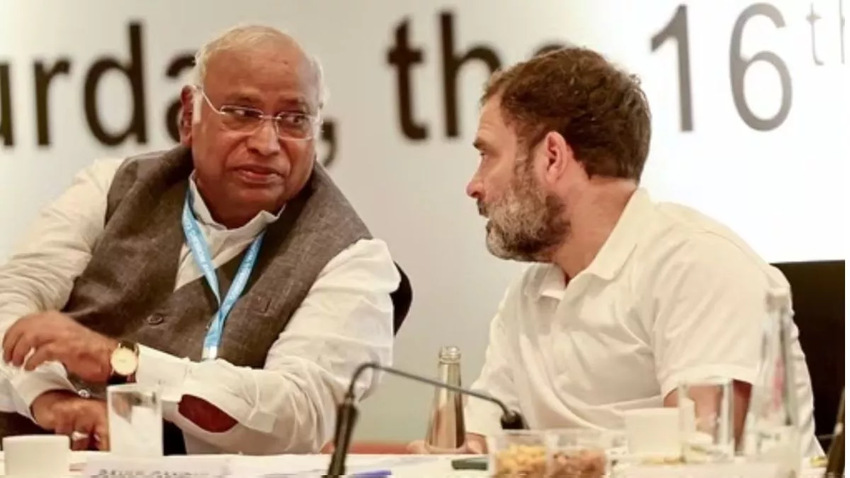 Mallikarjun Kharge and Rahul Gandhi