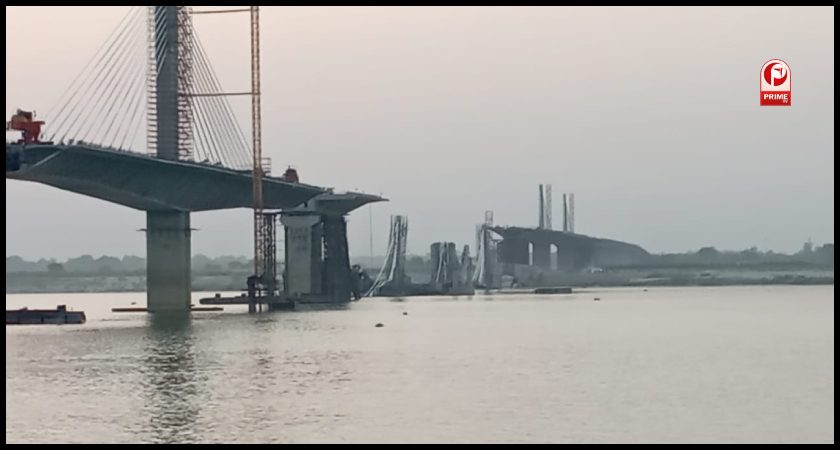 निर्माणाधीन फोरलेन पुल तीसरी बार ध्वस्त