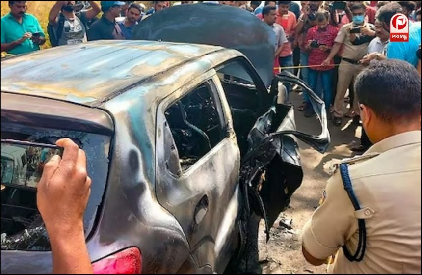 Husband sets fire to car