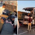 भावनगर में बस और डंपर ट्रक में भीषण टक्कर।